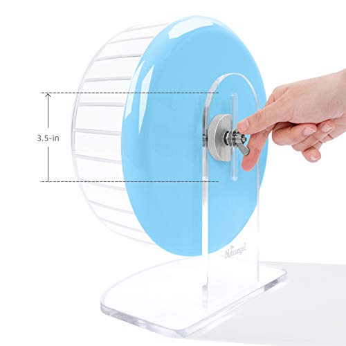 Niteangel Super-Silent Hamster Exercise Wheels: - Quiet Spinner Hamster Running Wheels with Adjustable Stand for Hamsters Gerbils Mice Or Other Small Animals (M, Light Blue) | Can 10.6-13.4" Adjustable Height - No Bend Back Spinner Running for Dwarf Syria