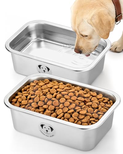 2-Pack Stainless Steel Large Dog Water Bowl, Spill-Proof Metal Dog Food Bowls, Easy Clean Outdoor Dog Water Bowl for Medium Large Dogs, X-Large & Cats 2.65 Gallons - size: 2Pack- 2.65 Gal