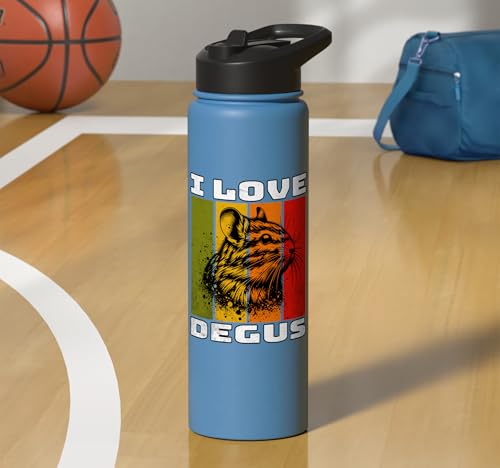 Degu Retro Degu I Love Degu Stainless Steel Insulated Water Bottle - color: Light Blue