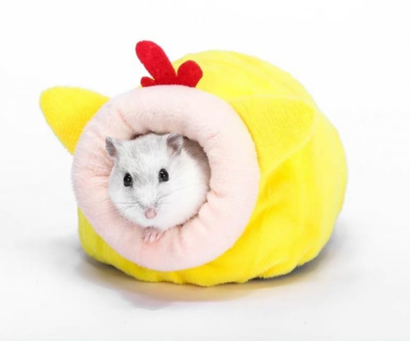 Pet Hamster Warm Bed House Cusion Fleece Hut Hanging Cage Cute Toy Nest for Mini Small Animal Mice,Rat,Sugar Glider,Chinchilla,Dwraf Hamster,Gerbil - color: Yellow2