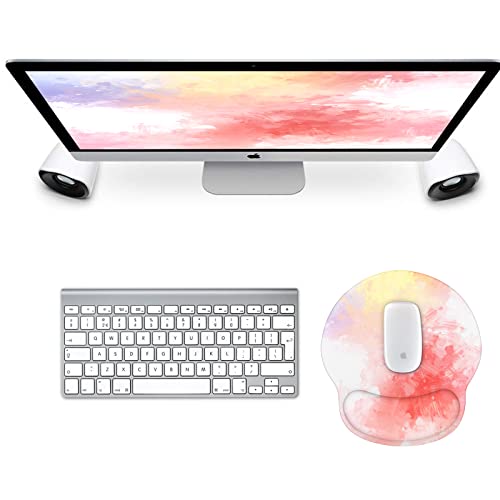 Mouse Pad with Wrist Rest, Comfortable Computer Mousepad with Gel Wrist Support Smooth Surface and Non-Slip PU Base for Pain Relief, Laptop, Office & Home (Colorful Tie-Dye) - color: Colorful Tie-Dye