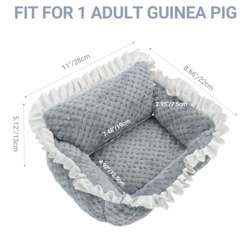 RUKANG Guinea Pig Couch, Small Pet Sofa with Unique Lace Design, Guinea Pig Bed with Fluffy Polypropylene Cotton Fillers on Arms & Back, Comfortable Fabric, Ideal Bed for Small Pets, Gray