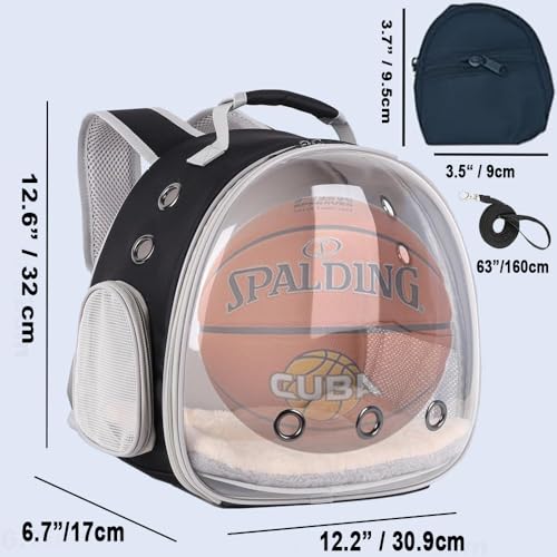 Portable Small Animal Backpack Travel Breathable Pet Carrier Bag Cages for Guinea Pig, Rabbit, Bearded Dragon, Squirrel, Tortoise, Bird, Lizard, Sugar Glider - color: BLK+BLK