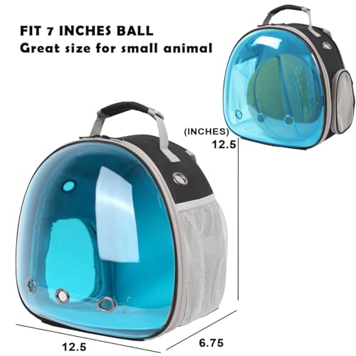 Bearded Dragon Travel Carrier Backpack with Soft Warm Mat Set,Lizard Backpack Carrier,Space Capsule Clear Bubble Window Astronaut Reptile Carrier Backpack for Guinea Pig,Sugar Glider,Bunny - color: Blue