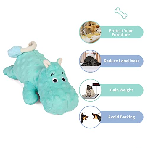 DODODOLA Cute Stuffed Hippo Dog Toys Squeaky with Crinkle Paper for Small, Medium Dogs - color: Cyan Hippo