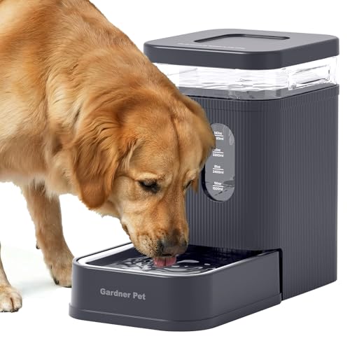 Gardner Pet 1.7 Gallon Automatic Dog Water Bowl Dispenser 6.5L Gravity Water Feeder with Stainless Steel Bowl & Maifan Stone Filter, BPA-Free for for Cats and Dogs (Grey, 1.7 Gallon) - color: Grey, size: 1.7 Gallon