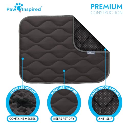 Paw Inspired Washable Padded Crate Mats for Dogs, Gray, 23x17 Inch | Fits 24-inch Kennels, Leakproof, Waterproof Bottom, Plush Dog Pad, Pet Bed - color: Gray, size: 24 Inch