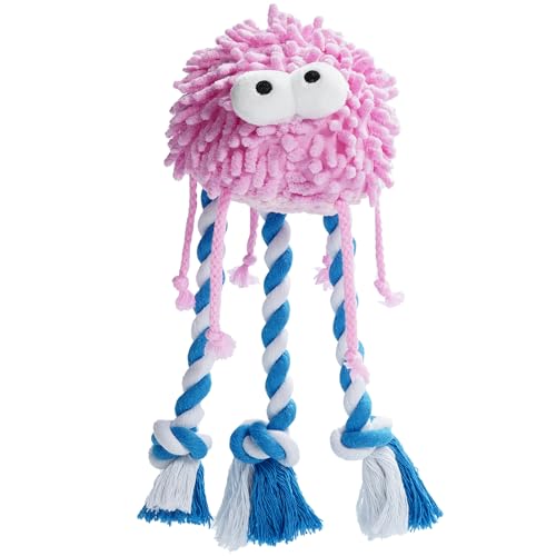 Nocciola Plush Squeaky Dog Toys, Cute Durable Stuffed Crinkle Puppy Pet Chew Toys for Large Medium Small Dogs - Jellyfish - style: Jellyfish