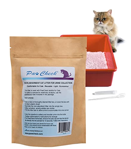 PawCheck Cat Litter for Urine Collection - Reusable and Non-Absorbent Cat Urine Collection Home Kit Intended to Monitor Cat Health - size: 4 Piece Set