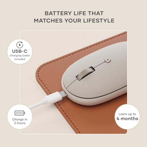 Satechi OntheGo Bluetooth Mouse, Connect Up to 3 Devices, for Laptop, Sand | USB-C rechargeable battery, compact & portable, for laptop, computer, tablet - color: Sand