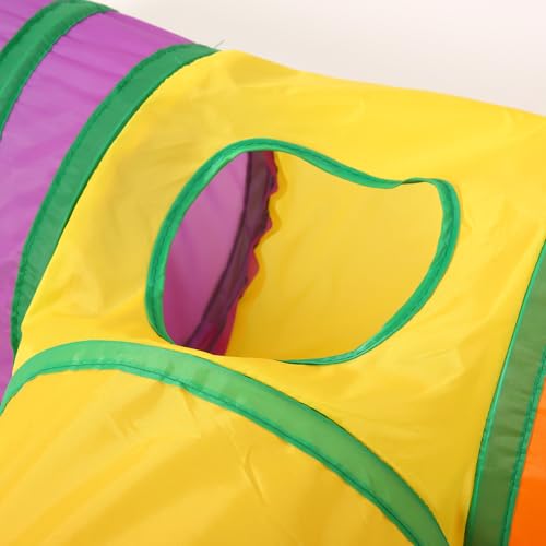 Pet Cat Tunnel, S-T Size Tunnels for Indoor Cats, Collapsible Pet Tunnel for Kitten, Puppy, Rabbit, 25cm-Wide Tunnels, Durable & Breathable, with Peek Hole Toy Ball - color: S-T Configuration Tunnel & Rainbow
