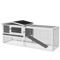PawHut Rabbit Hutch 2-Story Bunny Cage, Guinea Pig Cage Indoor Outdoor, Small Animal House with Slide Out Tray, for Rabbits, Chickens, Ducks, 61.5" x 23" x 27", Light Gray | Bunny Cage, Guinea Pig Cage, Small Animal House, Slide Out Tray, for Rabbits Chic