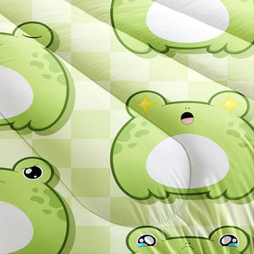 Nttopship Cartoon Frog Comforter Bedding Set with 2 Pillowcase Twin Size Cute Animals Comforter Set for Kids Boys Girls Bedroom Decor - color: Cartoon Frog, size: Twin