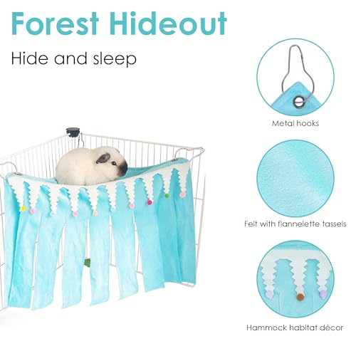 Guinea Pig Corner Hideout, Triangular Small Animal Hideaway Hammock, Soft Cage Bed Accessories for Ferret, Hamster, Hedgehog, Chinchilla, Bunny (Blue) - color: Blue