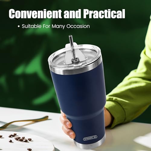 D·S 30 oz Navy Tumbler Double Wall Vacuum Insulated Travel Coffee Mug | Double Wall Vacuum Suit Cold and Hot Drink Fits in standard car cup holders With Splash-Proof Lid - color: Navy