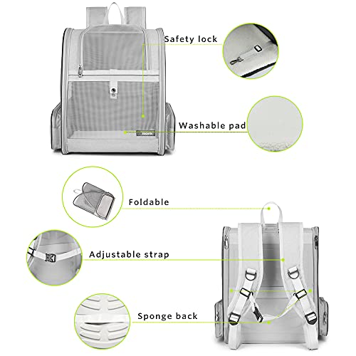 Texsens Innovative Traveler Bubble Backpack Pet Carriers for Cats and Dogs - color: Light Grey