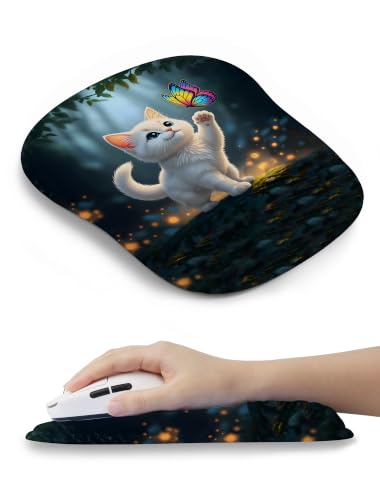 Adorable Kitty Cat Ergonomic Mouse Pad for Carpal Tunnel Pain Relief, 65% Usable Mouse Area, Memory Foam Concave Wrist Rest for Office, PC, Gaming - color: 07 Adorable Kitty