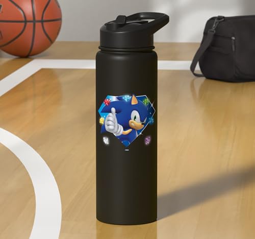 Sonic the Hedgehog 35th Anniversary Emerald Legacy Stainless Steel Insulated Water Bottle - color: Black