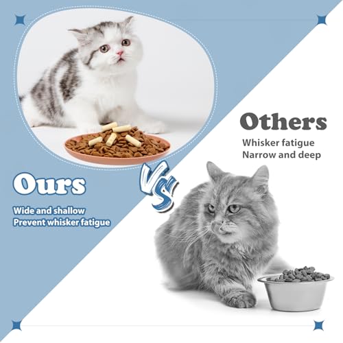 16 Pcs Fatigue Relief Cat Bowl, 5.8 Inch Shallow and Wide Pet Water and Food Dishes Kitten Wheat Straw Wet Feeding Bowl for Indoor Cat Stray Kitten Ferrets