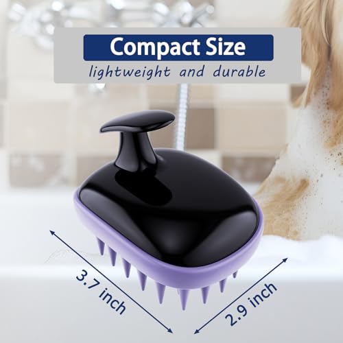 All-purpose Dog Shampoo Bath Brush,Pet Grooming & Soothing Massage Silicone Brush,Fits Ergonomically in the Hand for Long Short Haired Dogs and Cats(Black Purple) - color: Black Purple