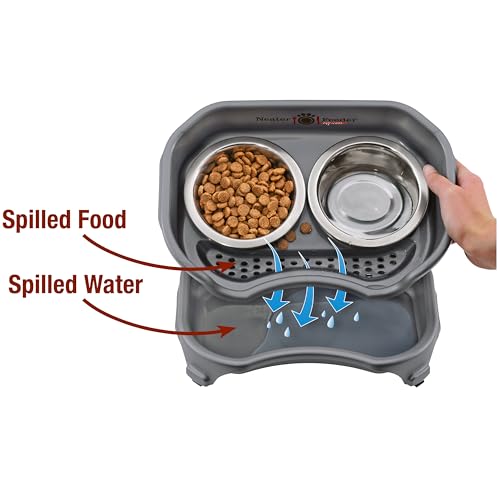 Neater Feeder Express Mess Proof Dog Bowls Elevated for Small Breeds Under 15 Lb, Made in USA, No Spill Raised Dog Food Bowl Stand, Stainless Steel Food and Water Bowl Set, Feeding Station, Grey - color: Gunmetal Grey, size: Small w/ Standard Bowls