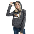 Womens Pet Carrier Sweater Dog Cat Pouch Hoodies Plus Size Tops - color: Dark Grey, size: XX-Large