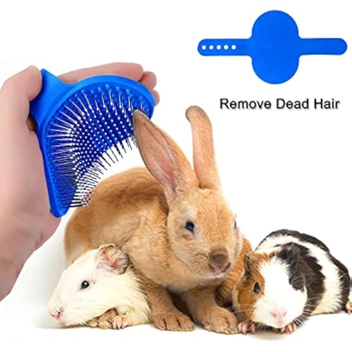 Patelai 4 Pieces Bunny Grooming Kit Rabbit Nail Clipper Rabbit Brush Hair Remover Shampoo Brush with Adjustable Ring Handle for Rabbits Guinea Pig Hamsters Puppy Kitten Hamster Ferret(Blue) - color: Blue