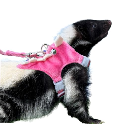 Ferret Harness and Leash Set Small Animals Vest Harness with Safe bell Dinosaur Shaped Walking clothes for Baby Rabbit Guinea pig Teacup Chihuahua Mouse and other small pet. (Pink Dinosaur) - color: Pink Dinosaur