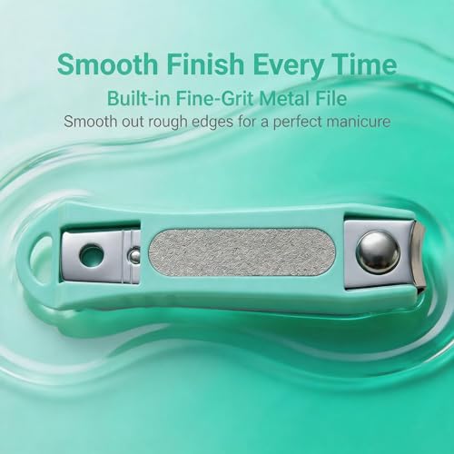 PAFASON Ultra Sharp Nail Clipper Set, Fingernail and Toenail Trimmer Cutter, Stainless Steel, Curved Blade, Sturdy, Nail Catcher, Nail Files for Men and Women - color: Green