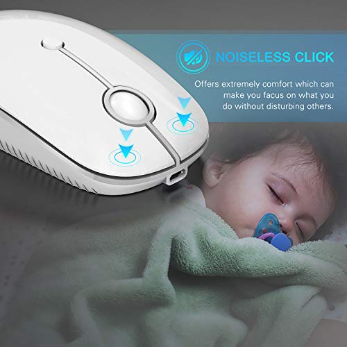 VssoPlor Type C Wireless Mouse, USB C MacBook Wireless Mouse, White Silver | Dual Mode Cordless Mice with USB and Type C Receiver Compatible with PC, Laptop, MacBook and All USB C Devices - color: White and Silver