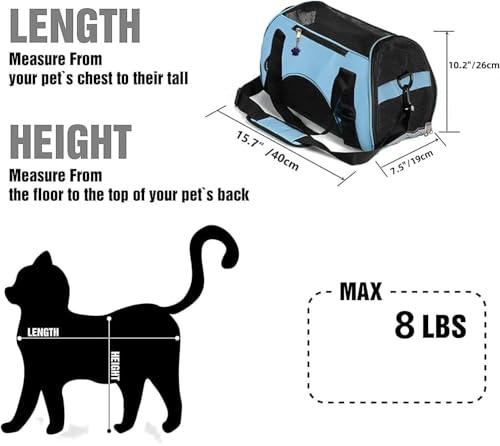 ZaneSun Cat Carrier,Soft-Sided Pet Travel Carrier for Cats,Dogs Puppy Comfort Portable Foldable Pet Bag Airline Approved (Small Blue) - color: Small-Blue