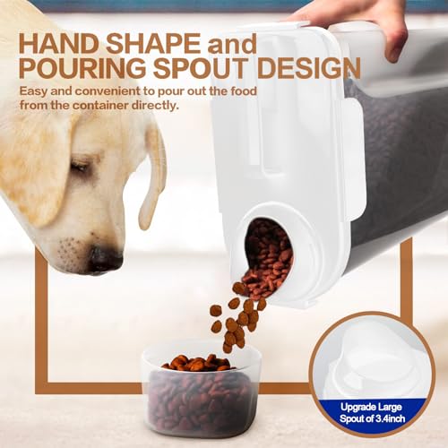 TIOVERY Dog Food Storage Container, 5-7 Lbs Airtight Pet Food Container, Cat food Container Dispenser with Portable Handle, Pouring Spout and Measuring Cup for Dogs Cats 2Pack White/6Qt - color: White 6Qt + 3Qt