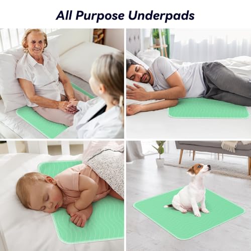 6 Pack 24” x 24” Extra Heavy Absorbency Washable Underpads Bed Pads | WaterProof Nursing Pads Incontinence, Reusable Washable Pee Pads for Dogs, Diaper Changing & Adults, Washable Puppy Pads - size: 6 Pack - 24" x 24"