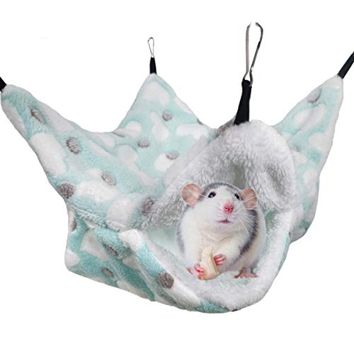 LEFTSTARER Bunkbed Sugar Glider Hammock, Ferret Beds, Small Pet Cage Accessories - Chinchilla, Hamster Bedding (Green-Heart, Medium) - color: Z-Green-Heart-M