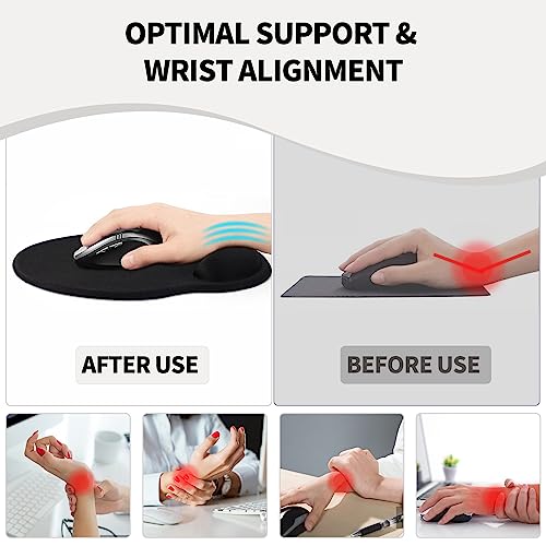 Mouse Pad with Wrist Rest, Comfortable Computer Mousepad with Gel Wrist Support Smooth Surface and Non-Slip PU Base for Pain Relief, Laptop, Office & Home (White Marble) - color: White Marble