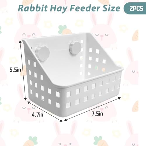 kathson 2PCS Rabbit Hay Feeder for Cages Bunny Hay Manger Holder Guinea Pig Hay Container for Small Animal Chinchilla Ferret Cage Accessories (7.5 X 4.7 X 5.5 inch) - size: 7.5 X 4.7 X 5.5 inches, 2 Pieces