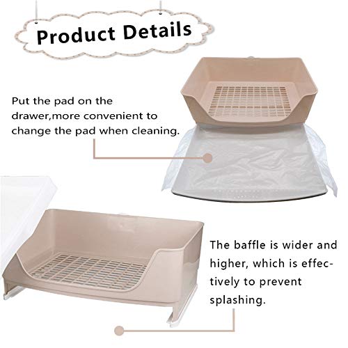 PINVNBY Litter Box for Rabbits with Drawer,Plastic Rabbit Toilet Box,Large Corner Bunny Potty Trainer Pan for Guinea Pig Chinchilla Ferret Small Animals(Brown) - color: Brown