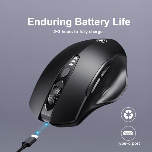 Uineer Bluetooth Mouse, Tri-Mode Wireless, Rechargeable, 3-Device Switch | Dual Bluetooth plus 2.4G connectivity, Multi-Device switching and a visible rechargeable battery level - color: Yellow