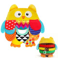 GKDOMS Vibrant Sensory Owl Plush Stuffed Animal Baby Toy Tummy Time Multi-Textured Squeaking & Crinkling Learning Toy for Busy Hands Babies 0-36Months, Baby Shower 1st Birthday Gifts - color: Colorful