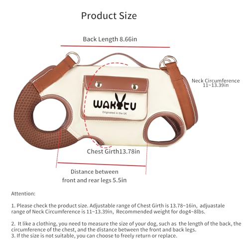Wakytu Dog Lift Harness Dog Carrier Sling for Small Dogs & Cats,S | stylish puppy sling carrier with handle & pocket,adjustable leash,walking & travel - color: 1.0 White, size: Small(4-8 LBS)