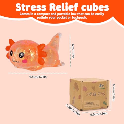 Axolotl Squishy Toy, Soft Slow Rising Sensory Fidget Toy, Cute Stretchy Axolotl Squeeze Toy, Stress Relief Desk Toy Gift for Kids and Adults (Orange) - color: Orange