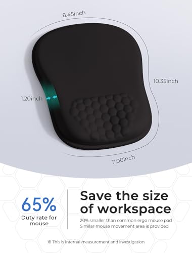 Minimalist Black Ergonomic Mouse Pad for Carpal Tunnel Pain Relief, 65% Usable Mouse Area in Compact Size, Memory Foam Concave Wrist Rest for Office, PC, Gaming - color: 09 Black