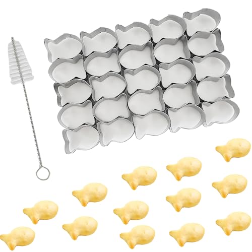Gold Fish Cracker Cutter，25 Cavity Fish Cookie Cutter，Non-stick Dough | Gold Fish Shapes Cookie Molds，Stainless Steels Small Animal Cracker Cookie Biscuit Cutters Mold for Baking