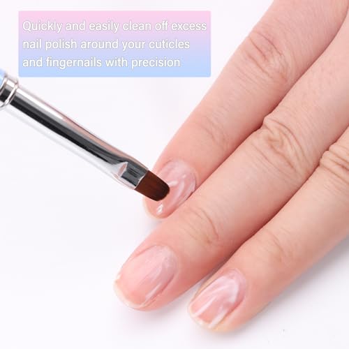 3Pcs Nail Clean Up Brushes, Nail Brushes for Cleaning Polish Mistakes | Clean Up Brushes with Flat, Angled and Round Tips for Polish Mistakes, Cuticle Edges, Gel Cleanup and Nail Art Manicures - color: A Blue