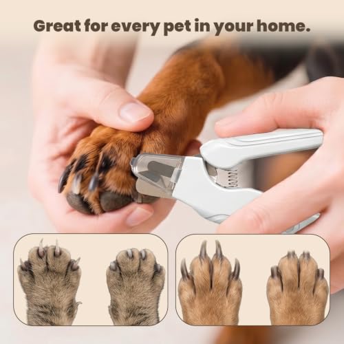 2-in-1 Dog & Cat Nail Clipper and Grinder with Light - USB Rechargeable Pet Nail Trimmer with Safety Guard for Thick Nails, Quiet Professional Grooming Tool - color: white