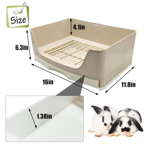 kathson Large Rabbit Litter Box Trainer, Potty Corner Toilet with Drawer Bigger Pet Pan for Adult Hamster, Guinea Pig, Ferret, Galesaur, Bunny and Other Animals (Brown) - size: Brown
