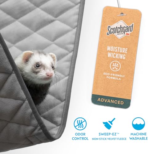 Paw Inspired Hanging Fleece Hammock for Small Animals, Gray/Light Gray | Hammock with Swivel Clips for Pet Cage for Ferrets, Rats, Chinchillas, Sugar Gliders, Hideout Toy for Guinea Pigs, Hamsters - color: Gray/Light Gray