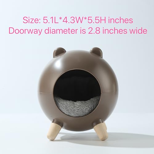 TUTU&LELE Hamster Hideout Space Elf Nest, Tiny House Bed with Round Plush Pad for Hamsters, Mice, Gerbils to Sleep & Play (Brown) - color: Brown