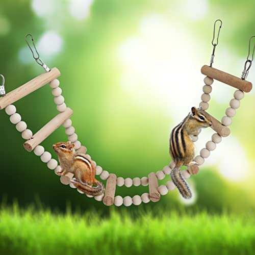 Bird Ladder Bridge, Wooden Pet Hamster Climbing & Swing Toys, Cage Accessories for Birds Rats Parrots Hamster Squirrel Sugar Gliders Parakeets Cockatiels - 8 Steps - 19.3 x 3.14 Inch - size: 8 Steps - 19.3 × 3.14 Inch