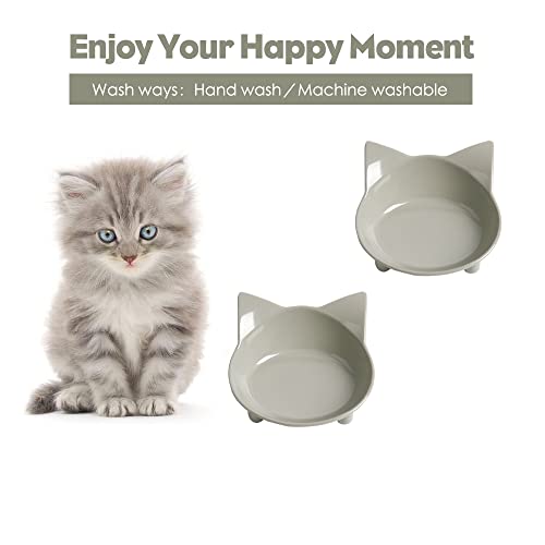 Dog & Cat Food Bowl – Non-Slip Wide, Shallow Pet Dish for Whisker Fatigue Relief, Safe for Puppies & Rabbits(2 Pack) - color: Grey+Grey